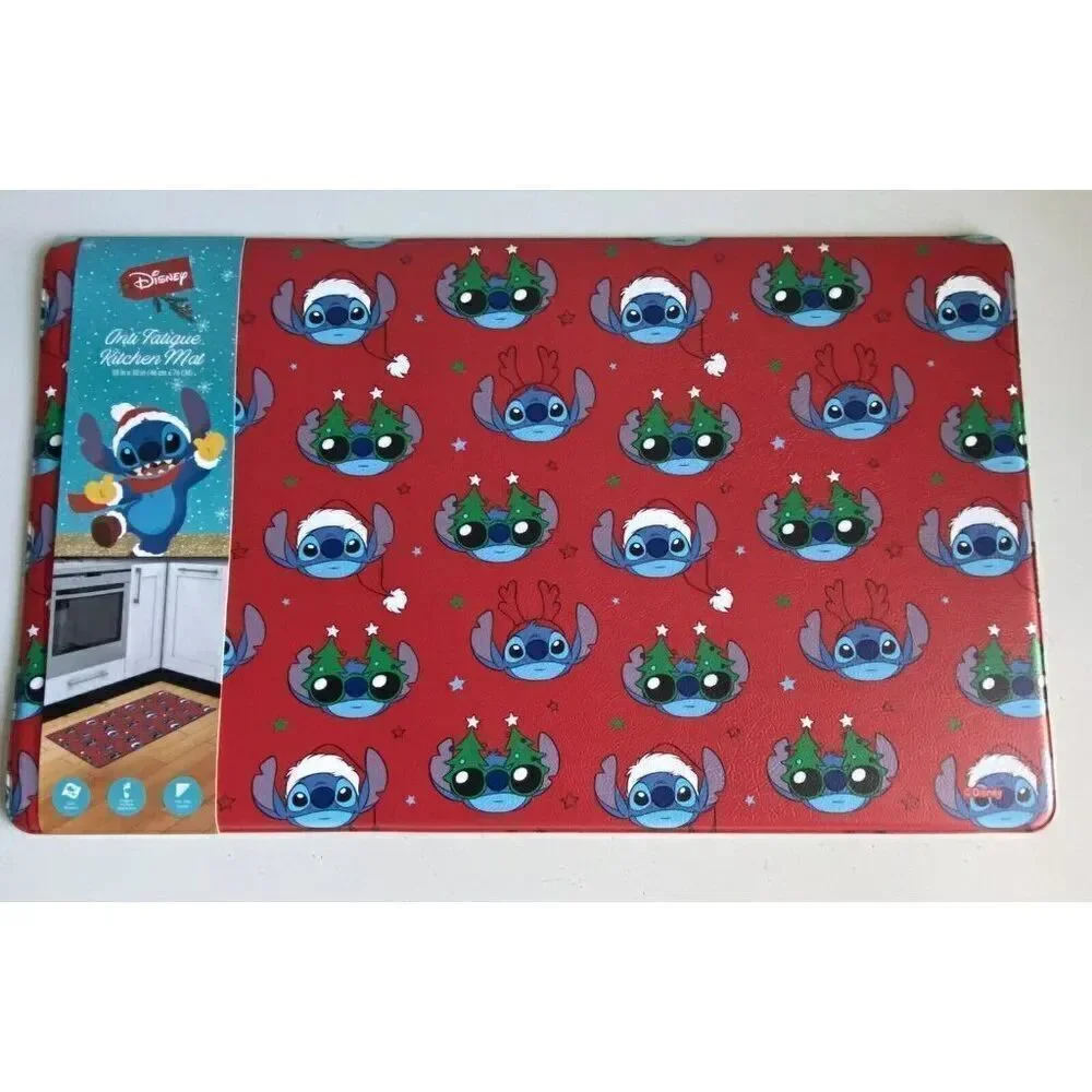 Disney Stitch Anti Fatigue Kitchen Mat 18 X 30” Christmas Tree Santa Hat NEW